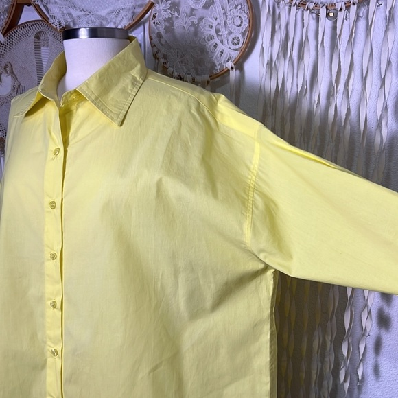 TL+CLQ Bright Yellow Long Sleeve Button Down Shirt Oversized Size 2/M - Picture 2 of 8